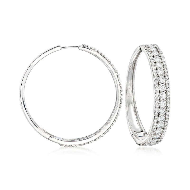 5.00 ct. t.w. Diamond Hoop Earrings in 14kt White Gold image number 0