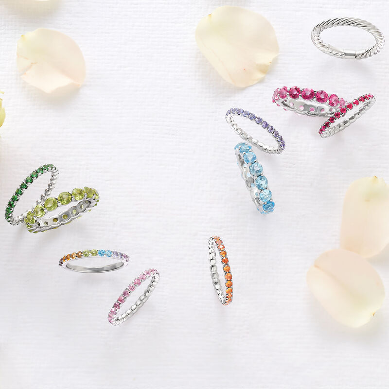 .92 ct. t.w. Tsavorite Stackable Eternity Band in Sterling Silver image number 3