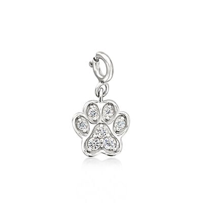 .40 ct. t.w. White Topaz Paw Print Charm in Sterling Silver