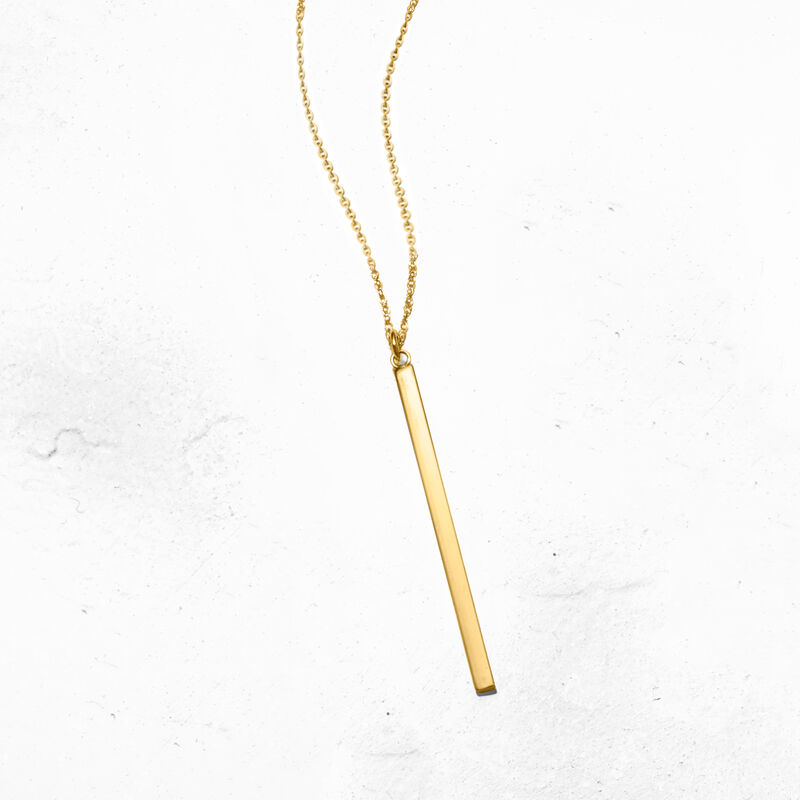 Italian 14kt Yellow Gold Bar Pendant Necklace. 18" image number 2