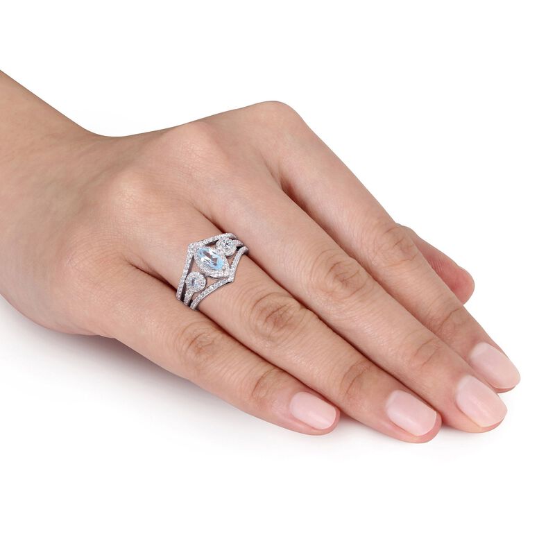 1.28 ct. t.w. Sky Blue and White Topaz Jewelry Set: Three Stackable Rings in Sterling Silver image number 3