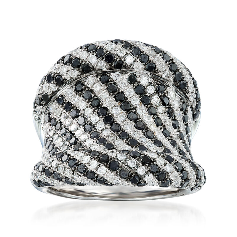 C. 1990 Vintage 2.75 ct. t.w. Black and White Diamond Ring in 18kt White Gold. Size 6.5 image number 0