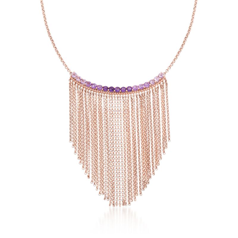 1.50 ct. t.w. Tonal Amethyst Fringe Necklace in 18kt Rose Gold Over Sterling image number 0