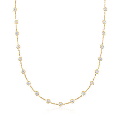 10.00 ct. t.w. Bezel-Set CZ Station Necklace in 18kt Gold Over Sterling