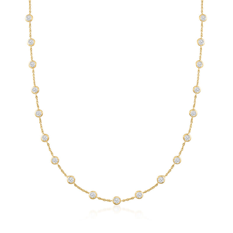 10.00 ct. t.w. Bezel-Set CZ Station Necklace in 18kt Gold Over Sterling image number 0