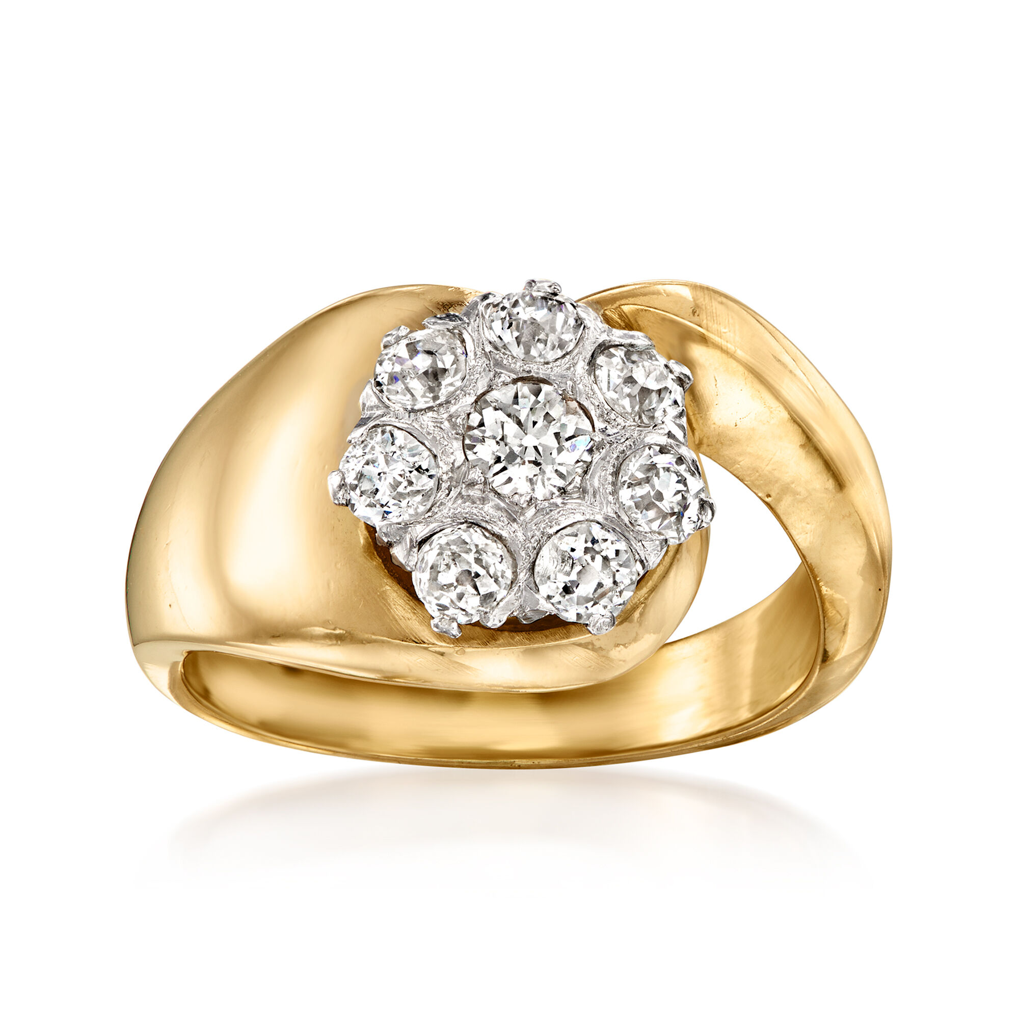C. 1960 Vintage .50 ct. t.w. Diamond Flower Ring in 14kt C. 1960 Vintage .50 ct. t.w. Diamond Flower Ring in 14kt