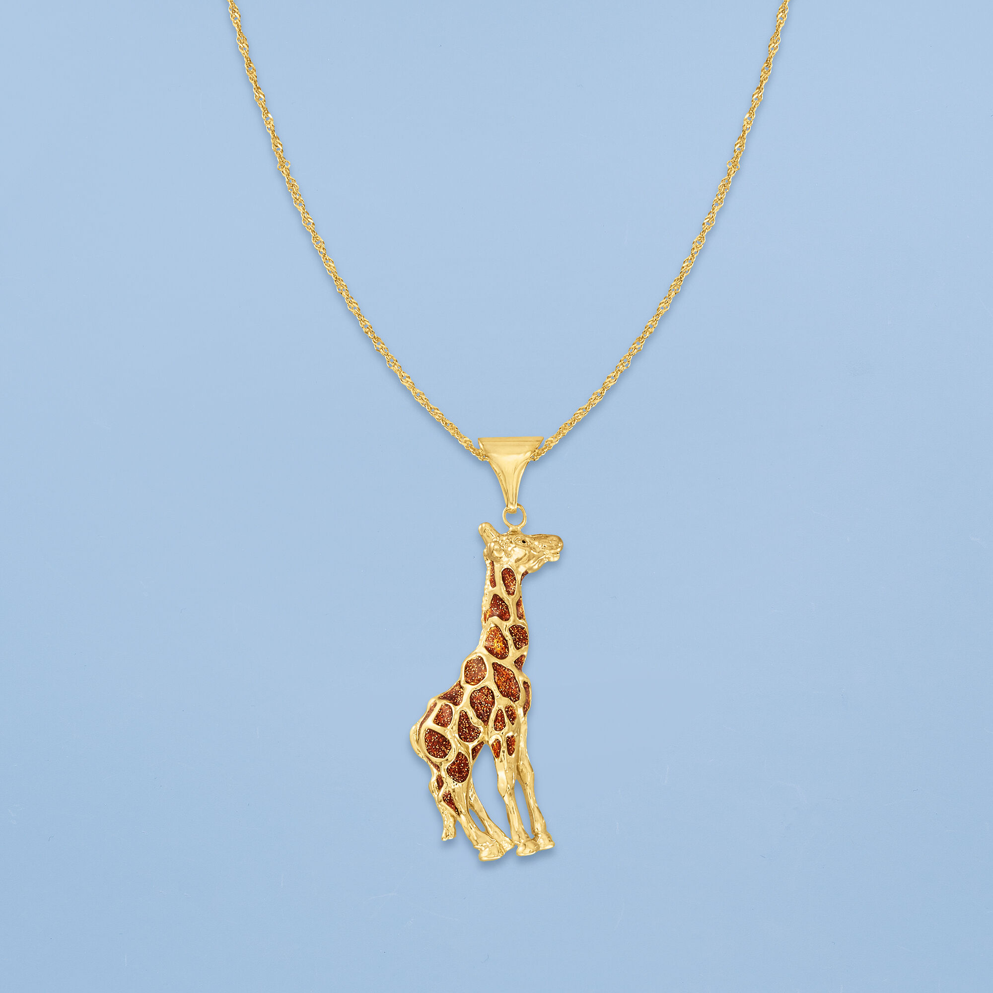 Italian 18kt Gold Over Sterling Giraffe Pendant Necklace with