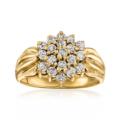 C. 1990 Vintage .70 ct. t.w. Diamond Cluster Ring in 10kt Yellow Gold