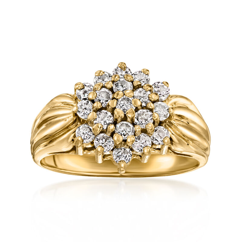 C. 1990 Vintage .70 ct. t.w. Diamond Cluster Ring in 10kt Yellow Gold. Size 8 image number 0