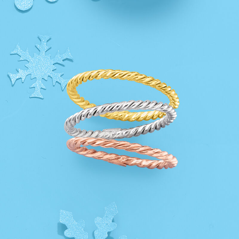 18kt Tri-Colored Gold Jewelry Set: Three Roped Rings image number 5