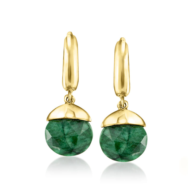 8.25 ct. t.w. Emerald Jewelry Set: Drop Earrings and Necklace in 18kt Gold Over Sterling. 18&quot; image number 4