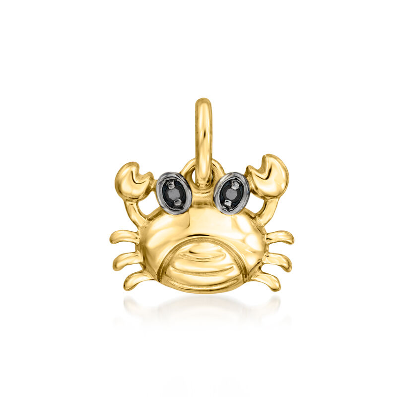 14kt Yellow Gold Crab Charm with Black Diamonds  image number 1