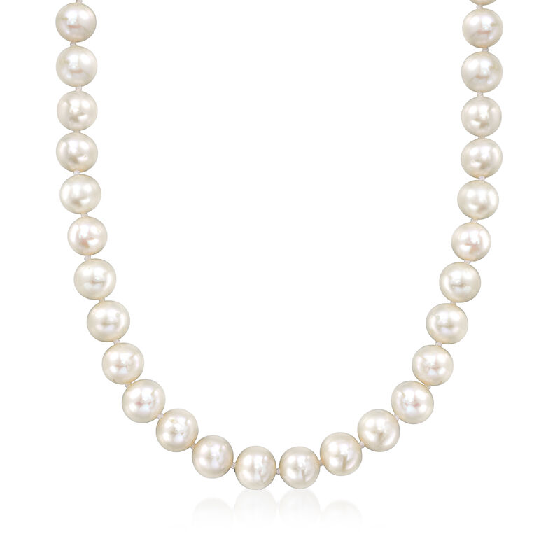 8-9mm Cultured Pearl Jewelry Set: Bracelet, Necklace and Drop Earrings with Sterling Silver. 18&quot; image number 4