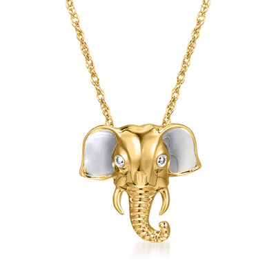 Sterling Silver and 18kt Gold Over Sterling Elephant Pendant Necklace