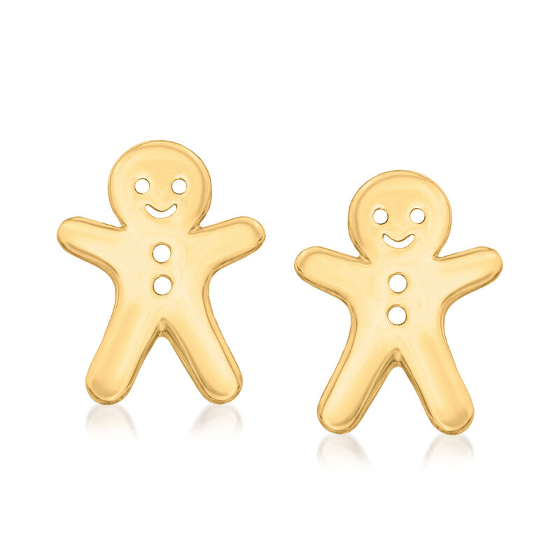 14kt Yellow Gold Gingerbread Man Earrings image number 0