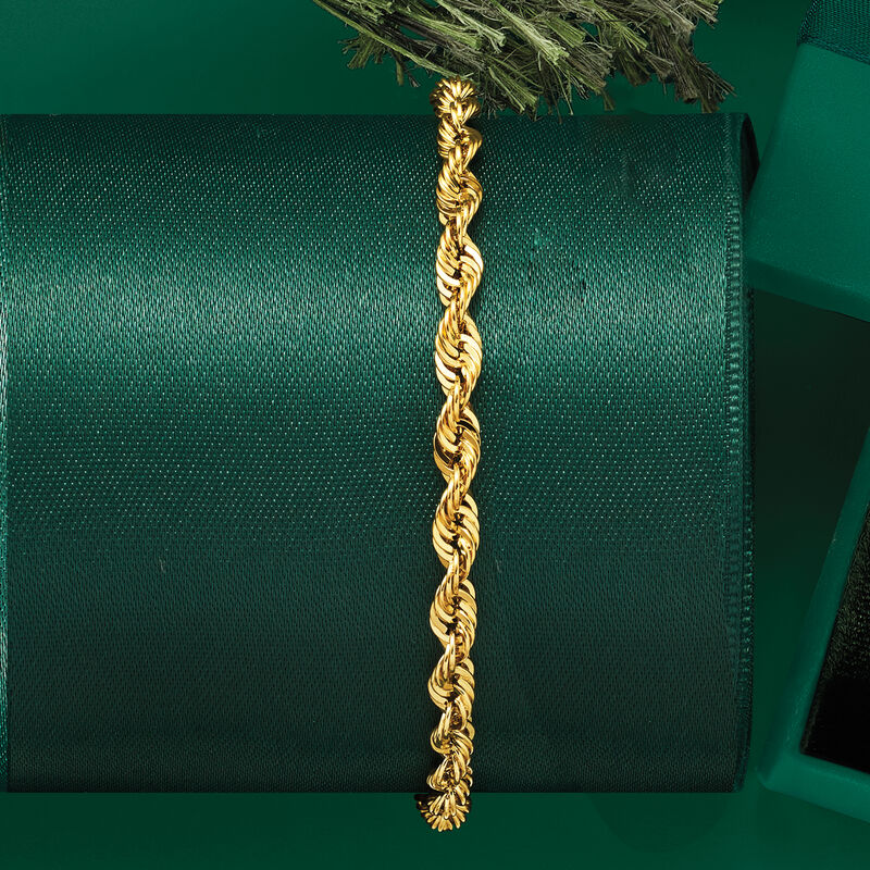 4mm 14kt Yellow Gold Rope-Chain Bracelet image number 2