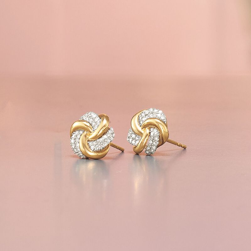 .25 ct. t.w. Diamond Swirl Knot Earrings in 14kt Yellow Gold image number 2