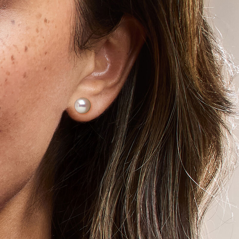 7.5-8mm Cultured Pearl Stud Earrings in 14kt White Gold  image number 1
