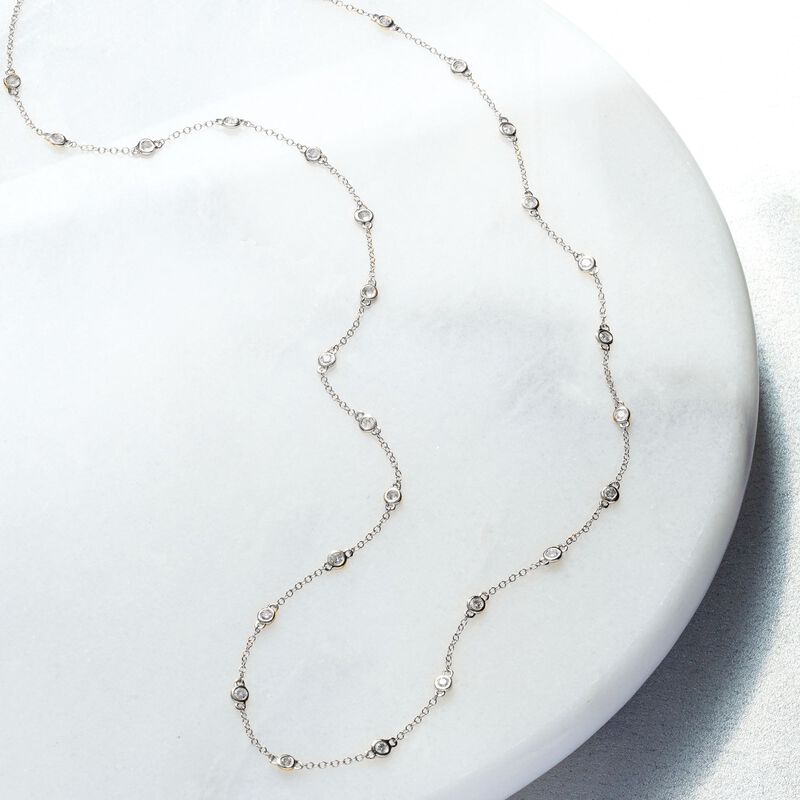 1.00 ct. t.w. Bezel-Set Diamond Station Necklace in 14kt White Gold image number 5