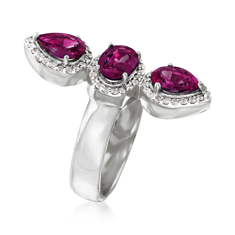 2.80 ct. t.w. Rhodolite Garnet and .30 ct. t.w. White Zircon Frame Ring in Sterling Silver image number 2