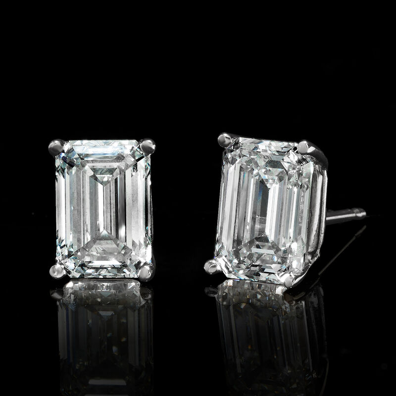 3.00 ct. t.w. Emerald-Cut Lab-Grown Diamond Stud Earrings in 14kt White Gold image number 2