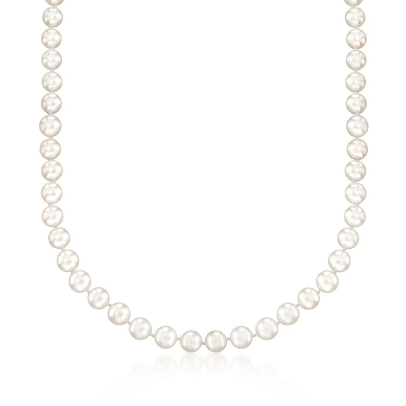 7-7.5mm Cultured Akoya Pearl Necklace with 18kt Yellow Gold image number 0