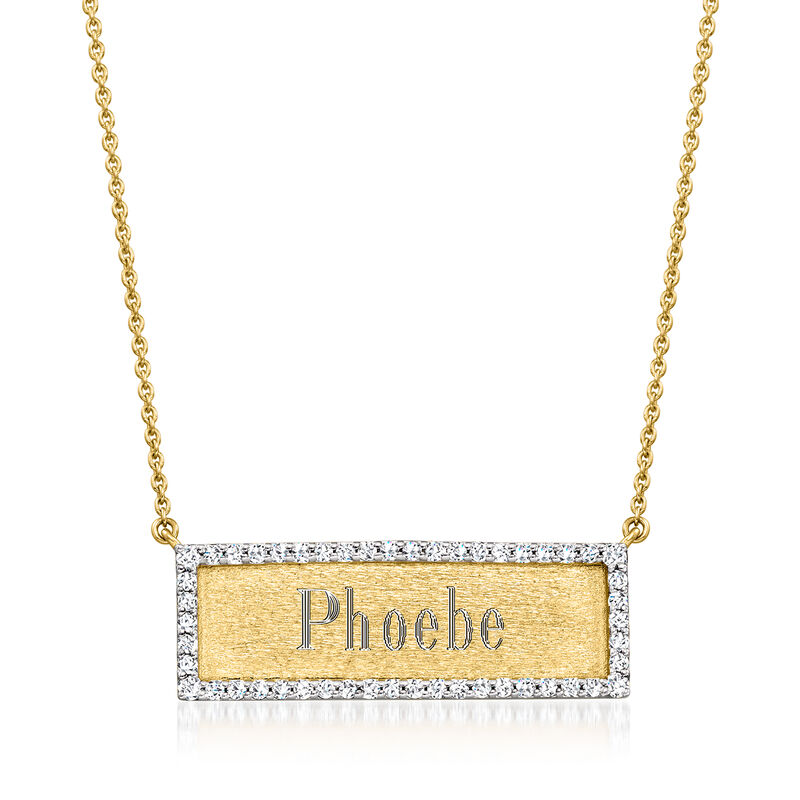 .50 ct. t.w. Diamond Border Personalized Bar Necklace in 18kt Gold Over Sterling image number 0
