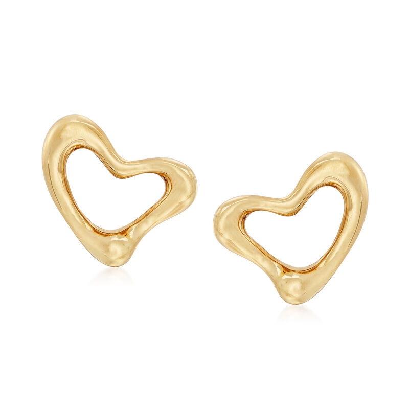 C. 1990 Vintage Tiffany Jewelry &quot;Elsa Peretti&quot; 18kt Yellow Gold Heart Clip-On Earrings image number 0