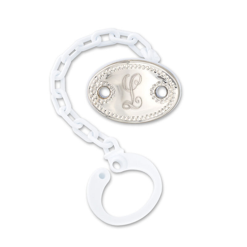Cunill Sterling Silver Personalized Baby Beaded Pacifier Holder image number 0