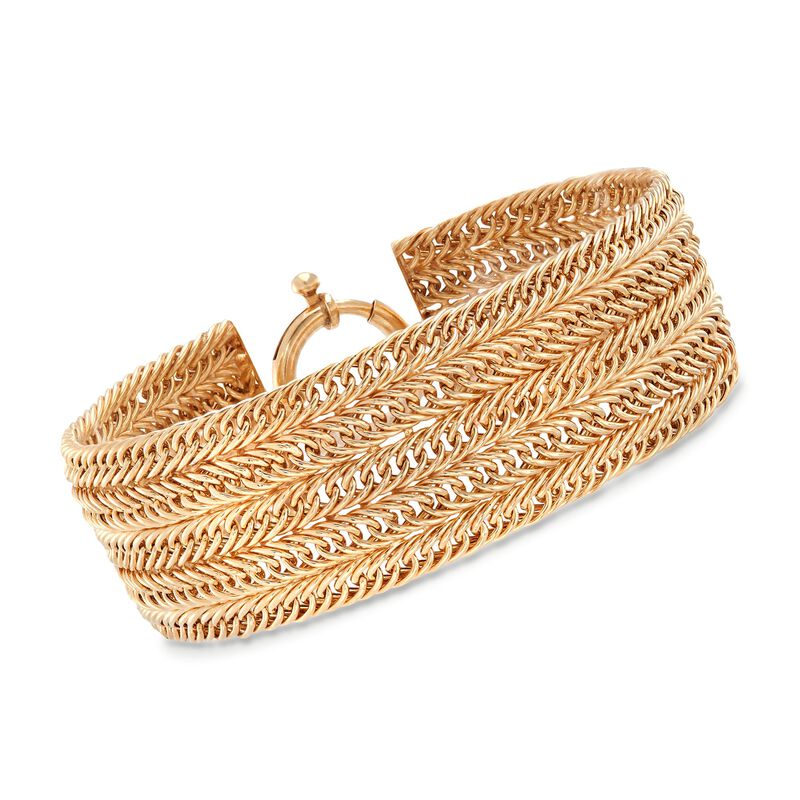18kt Yellow Gold Over Sterling Silver Multi-Row Curb-Link Bracelet image number 0