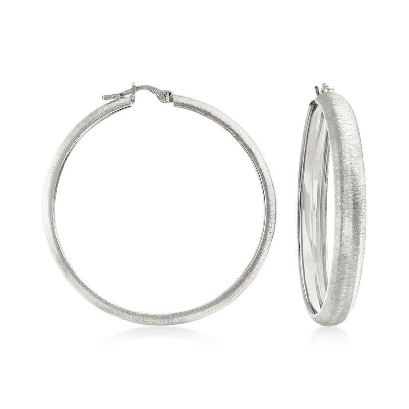 Italian Sterling Silver Textured Hoop Earrings image number 0