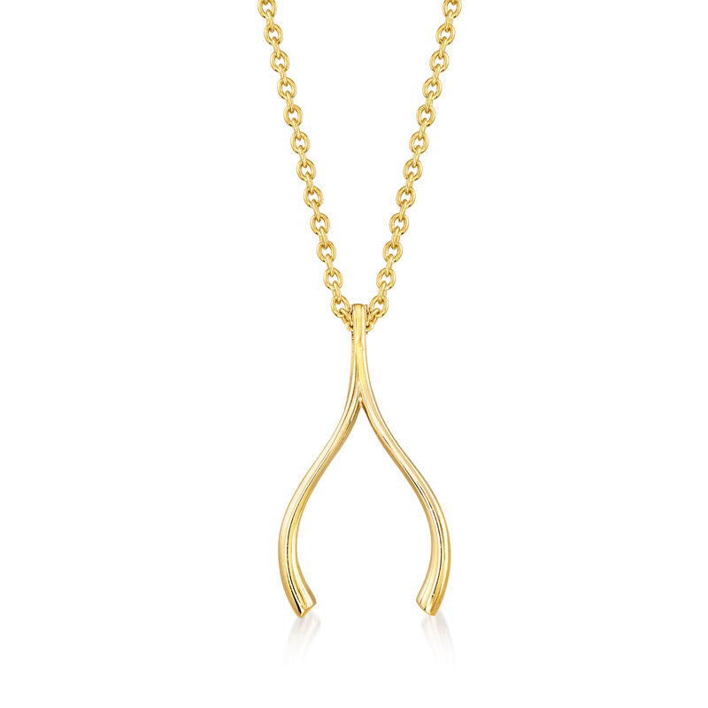 14kt Yellow Gold Wishbone Necklace image number 0