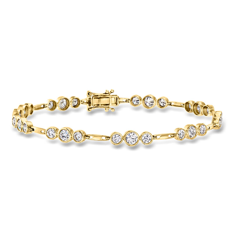 3.00 ct. t.w. Bezel-Set Lab-Grown Diamond Station Bracelet in 14kt Yellow Gold image number 0