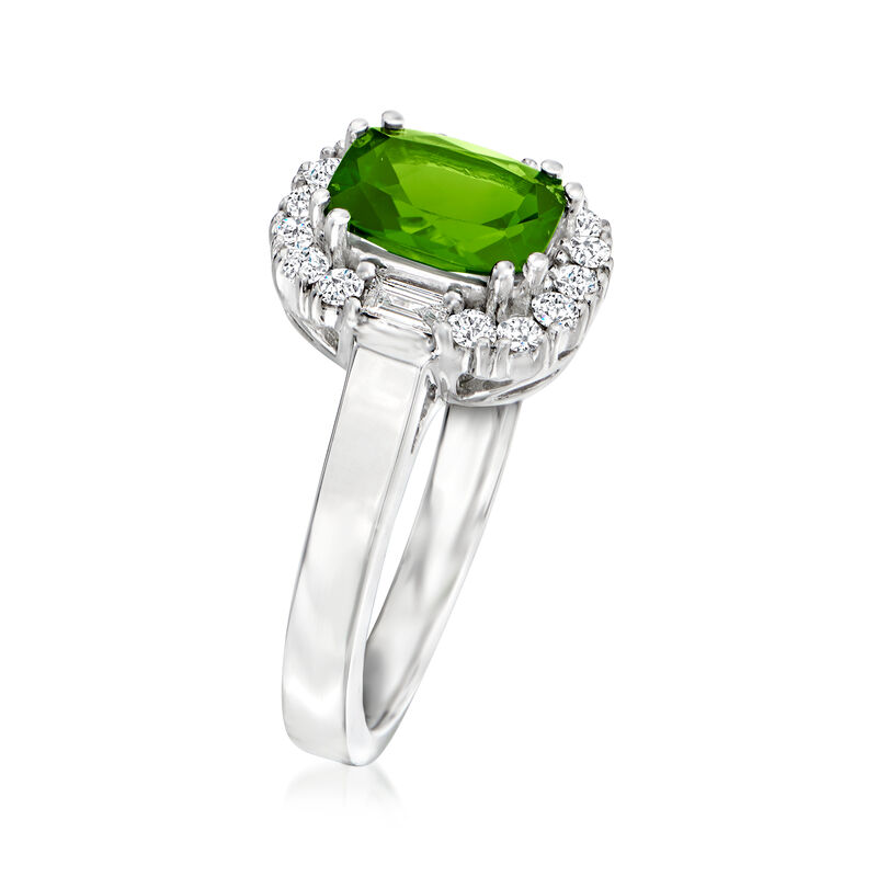 1.50 Carat Chrome Diopside and .25 ct. t.w. Diamond Ring in 14kt White Gold image number 2