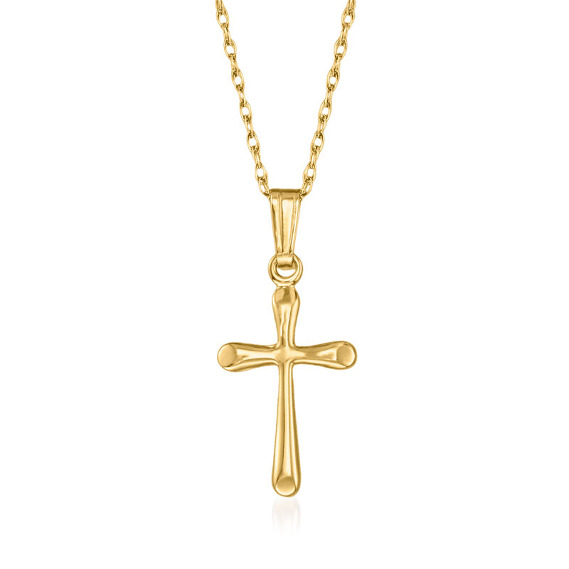Child's 14kt Yellow Gold Cross Necklace. 15&quot; image number 0