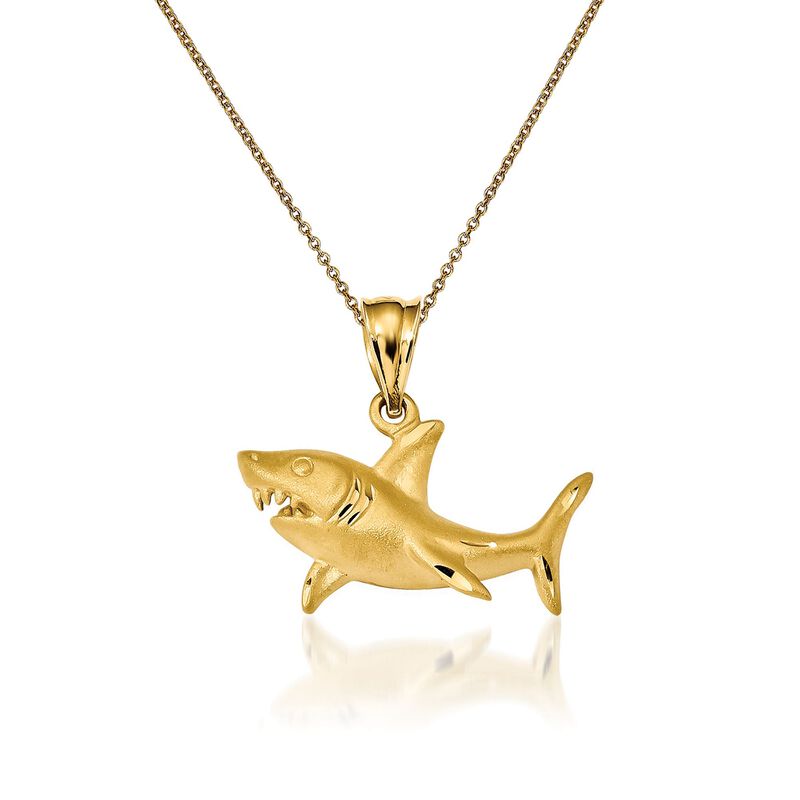 14kt Yellow Gold Shark Pendant Necklace image number 0