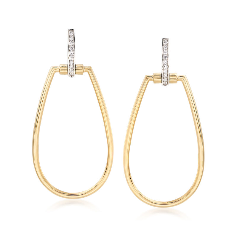 Roberto Coin &quot;Parisienne&quot; .20 ct. t.w. Diamond Open Oval Drop Earrings in 18kt Two-Tone Gold. Drop Earrings image number 0
