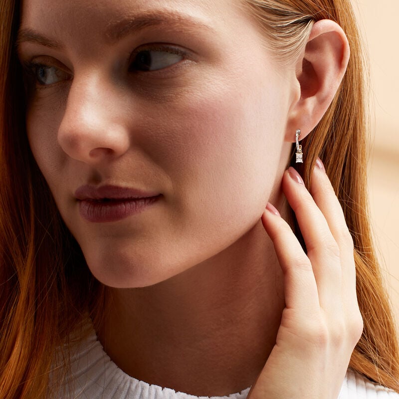 .12 ct. t.w. Diamond C-Hoop Drop Earrings in 14kt Yellow Gold. 1/2" image number 1