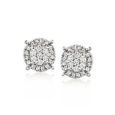 C. 1990 Vintage .50 ct. t.w. Diamond Cluster Earrings in 10kt White Gold