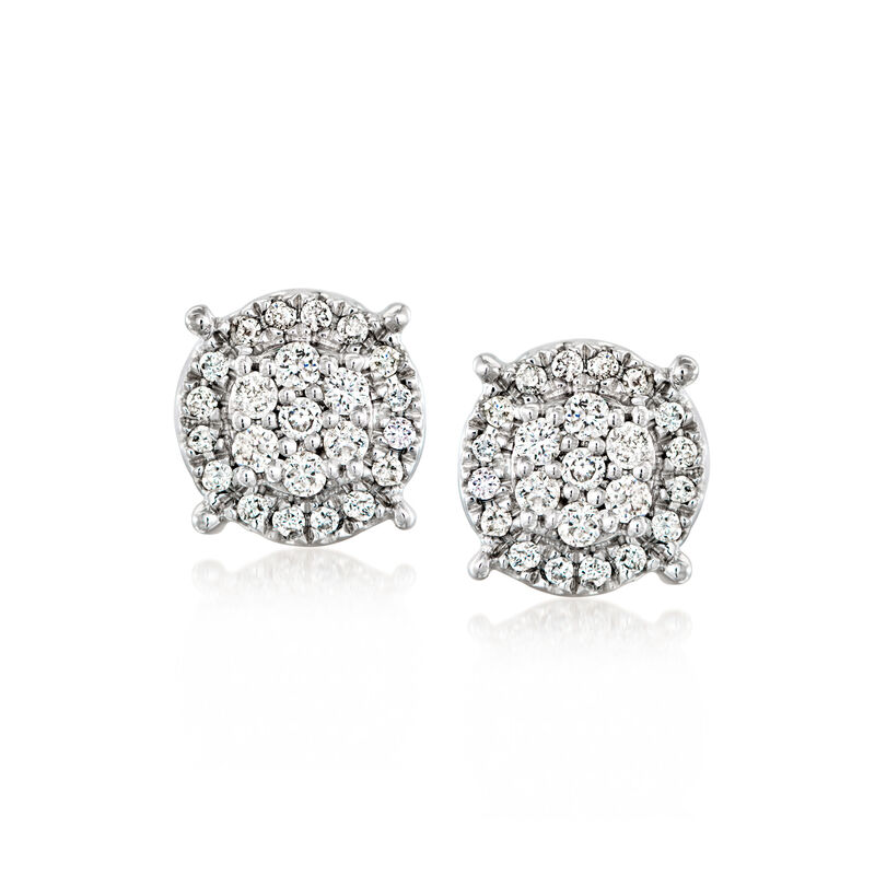 C. 1990 Vintage .50 ct. t.w. Diamond Cluster Earrings in 10kt White Gold image number 0