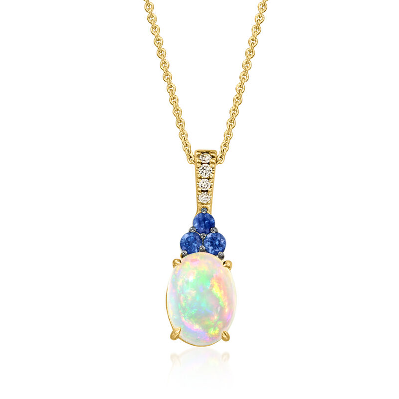 Le Vian Neopolitan Opal and .10 ct. t.w. Blueberry Sapphire Pendant Necklace with Nude Diamonds in 14kt Honey Gold  image number 0