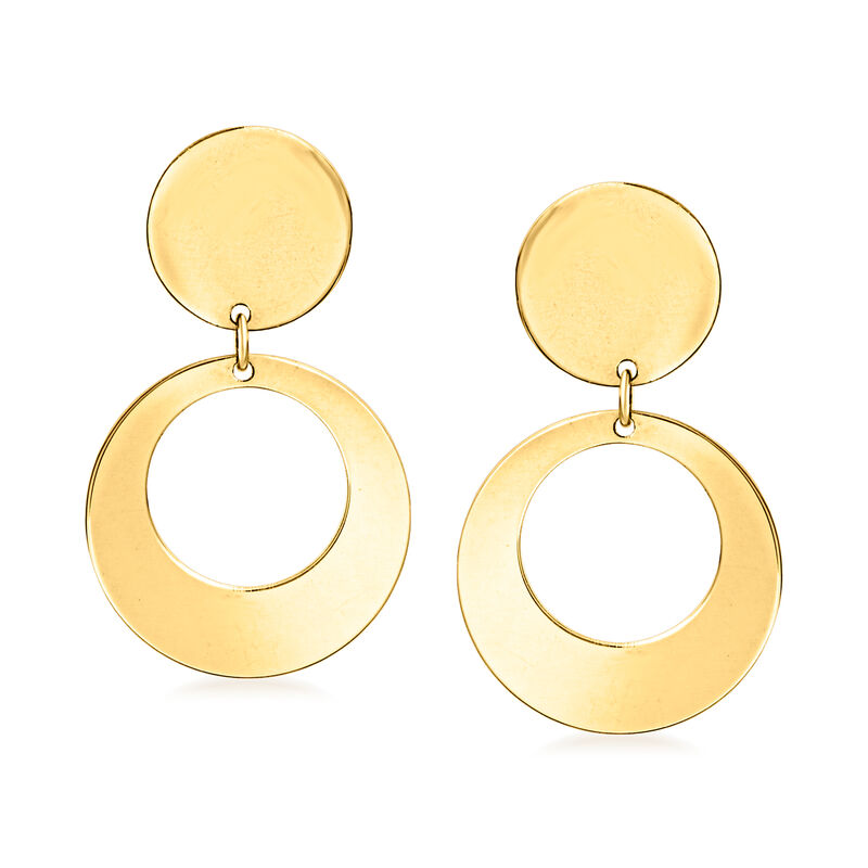 Italian 14kt Yellow Gold Circle Drop Earrings image number 0