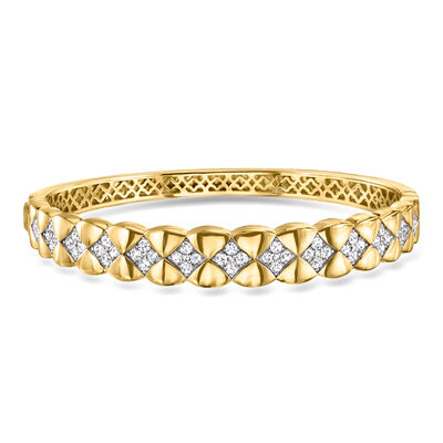 Charles Garnier "Quilted" 1.20 ct. t.w. CZ Bangle Bracelet in 18kt Gold Over Sterling