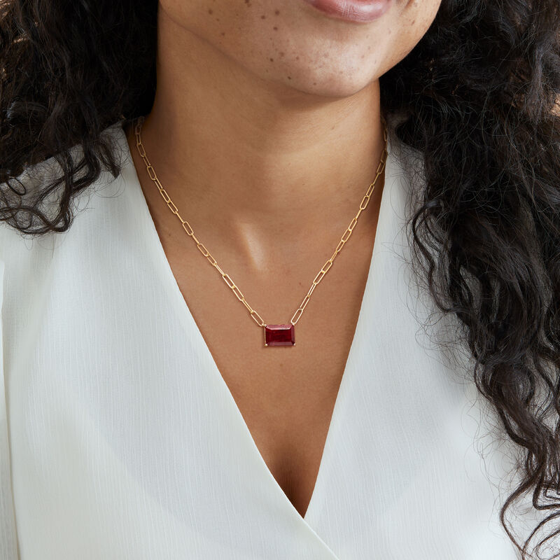 9.00 Carat Ruby Paper Clip Link Necklace in 18kt Gold Over Sterling. 18&quot; image number 0