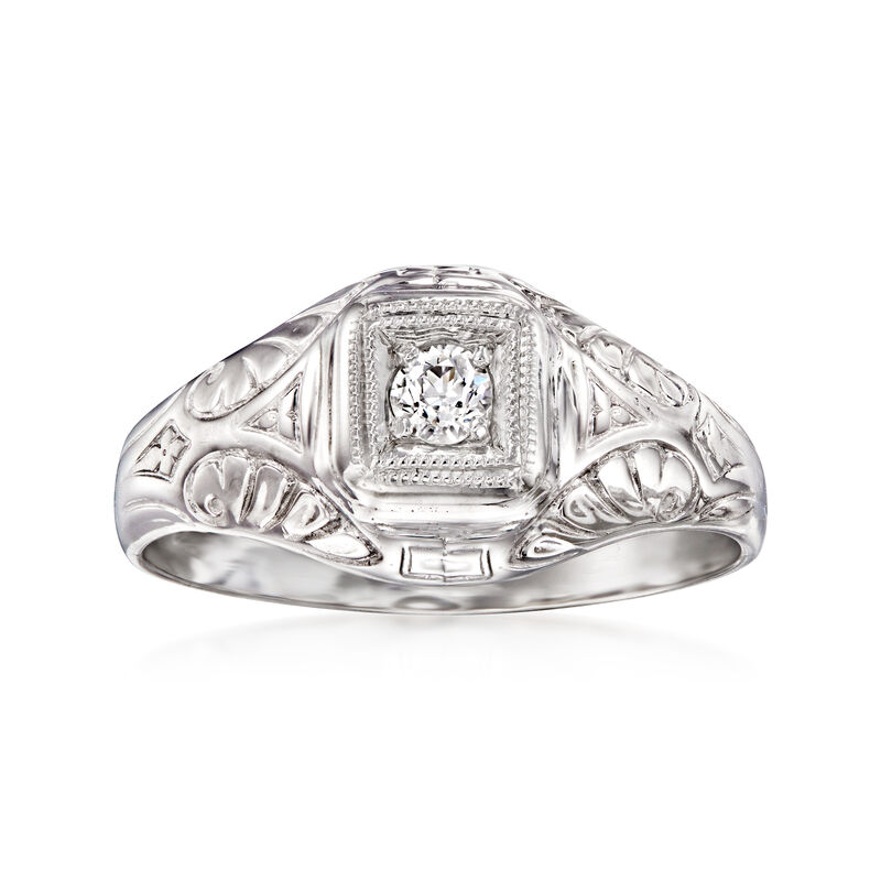 C. 1950 Vintage .15 Carat Diamond Ring in 14kt White Gold. Size 8 image number 0