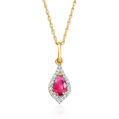 .40 Carat Ruby Pendant Necklace with Diamonds in 14kt Yellow Gold