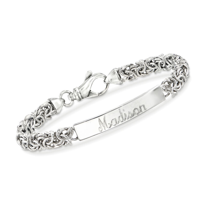 Italian Sterling Silver Byzantine Personalized ID Bracelet image number 0