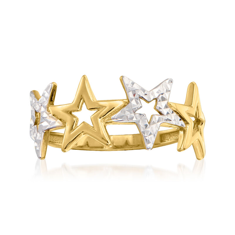 14kt Two-Tone Gold Star Ring. Size 7 image number 0