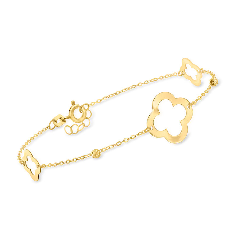 Italian 14kt Yellow Gold Quatrefoil Station Bracelet image number 0