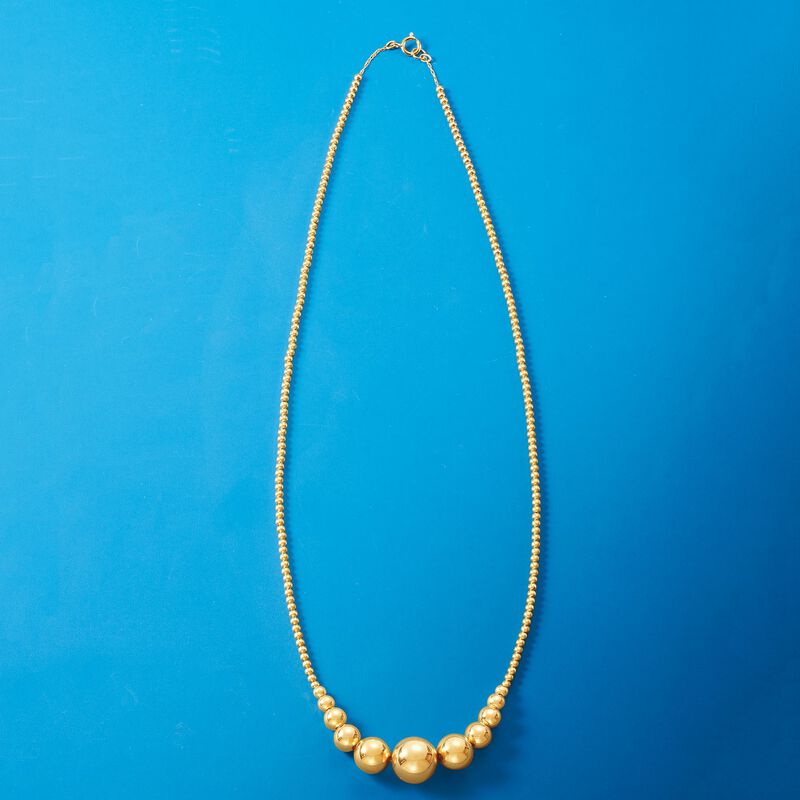 2-10mm 14kt Yellow Gold Graduated Bead Necklace image number 3